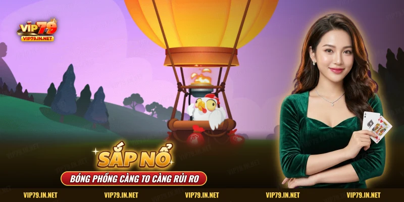 Màn game khinh khí cầu có chú gà trong giỏ bay giữa đồi núi nền tím