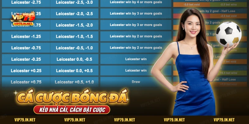 Cá cược bóng đá VIP79: bảng kèo chấp theo từng cặp đội