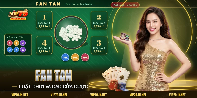 Fan Tan VIP79 với bát hạt trắng và bốn cửa cược đánh số một đến bốn