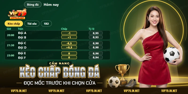 Kèo chấp bóng đá VIP79 với cột mốc chấp và tỷ lệ của từng trận trong ngày