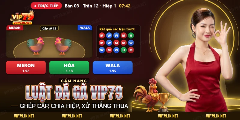Luật đá gà VIP79 trên màn phát trận với ba cửa Meron, Hòa, Wala và bảng kết quả các trận trước