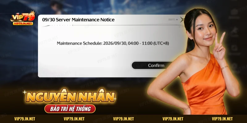 Hộp thông báo lịch bảo trì máy chủ hiện giữa màn hình game