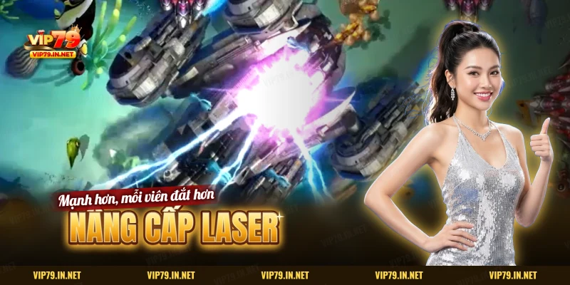 Nâng cấp súng laser bắn trúng cụm tàu ngoài hành tinh trong màn bắn cá