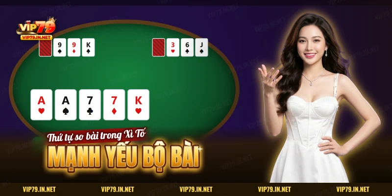 Bàn Xì Tố với năm lá của người chơi và hai đối thủ