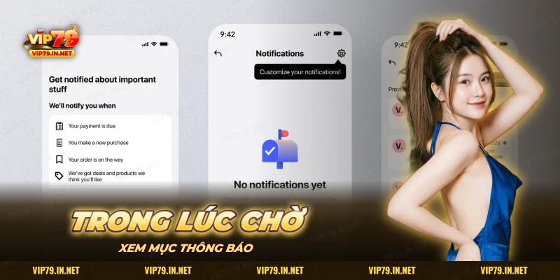 Màn trung tâm thông báo trong ứng dụng để theo dõi tin khi chờ bảo trì