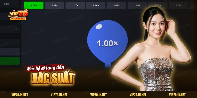 Thang hệ số tăng dần phía trên quả bóng xanh trong mini game bơm bóng